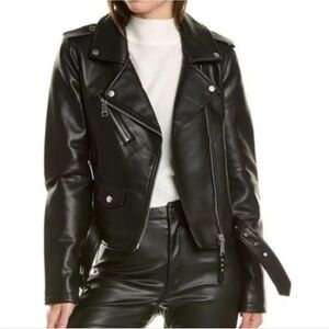 NWT Rebecca Minkoff Faux Leather Black Moto Biker Jacket
